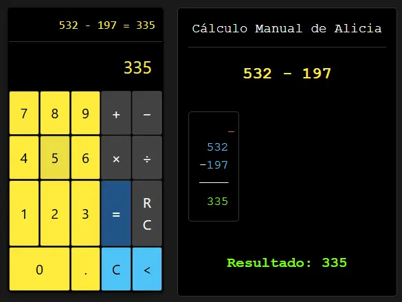 Resta Calculadora Alicia resta dos números