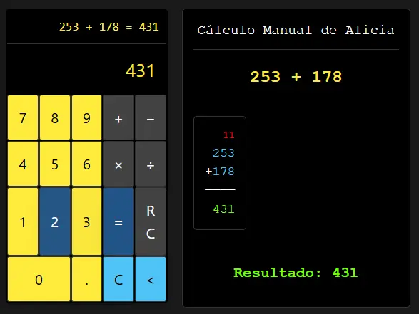 Suma Calculadora Alicia suma dos números
