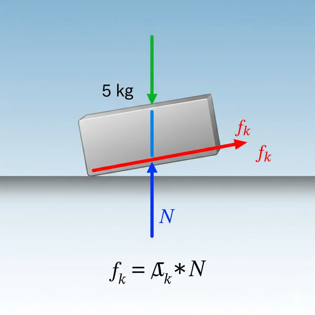 ¿Cuál es la expresión matemática que permite calcular la fuerza de fricción cinética (fk)